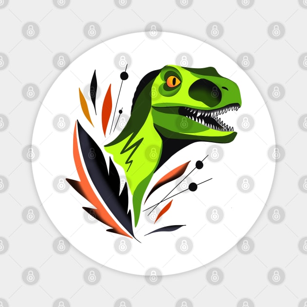 Colorblock velociraptor Magnet by Jurassic Ink